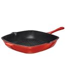 Martha Stewart Collection Red Enameled Cast Iron Grill, 11