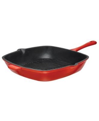Martha Stewart Collection Red Enameled Cast Iron Grill, 11