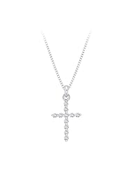 Diamond Cross Pendant with Chain in 10K White Gold (1/4 cttw)