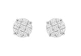 Cubic Zirconia 9 Cut Design Earrings : .925 Sterling Silver - 6 MM Made with Push Back and Gift box.
