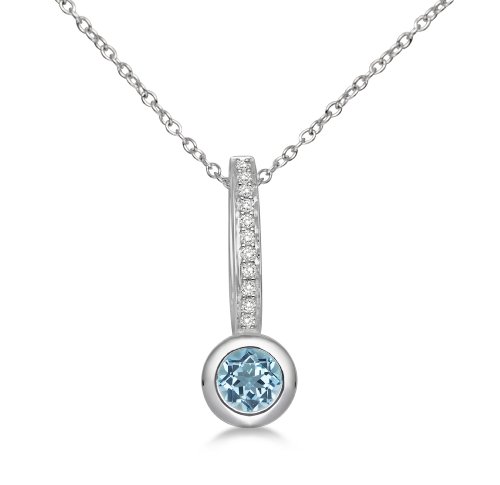 Miore Damen-Halskette 925 Sterling Silber mit Blau Topas Anh&auml;nger und Zirkonia MHS020N Preisvergleich