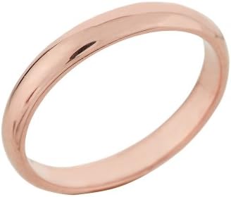 Classic 14k Rose Gold Comfort-Fit Band Dainty 3mm Wedding Ring for Women, Size 7.5