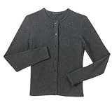 Port Authority Signature - Ladies Fine-Gauge Crewneck Cardigan Sweater Charcoal Melange1X at Ladies Port Authority