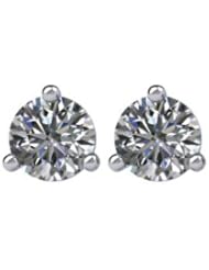 Jewelplus 1/3ct tw Round Diamonds I2/I-J Cocktail-Style Friction Post Stud Earrings Pair 14k White Gold