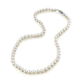 6.5-7.0mm Japanese White Akoya Pearl Necklace - AA+ Quality by