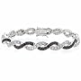 Sterling Silver Black & Simulated Diamond CZ Bracelet