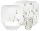Corelle Square 16-Piece Dinnerware Set, Service for 4, Autumn Mist
