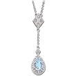 Aquamarine and Diamond Drop Necklace