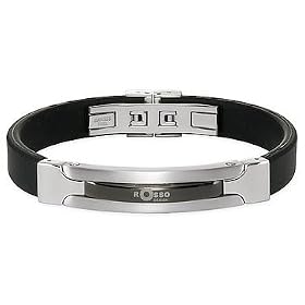 Mens Stainless Steel Bracelet w/Rubber Strap by ROSSO