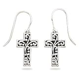 Filigree Cross Earrings on French Wire