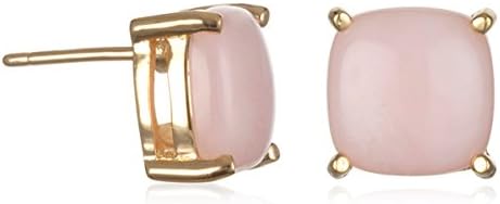 Pink Peruvian Opal Stud Earring in Gold Tone