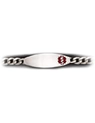 Sterling Silver Medical Alert ID Curb Chain Bracelet - Length 8 Inch