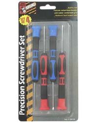 Brand New Generic Precision Screwdriver 4 Piece Set Tough Plastic Shafts With Soft Cushion Grips