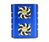 Hard drive cooler with 2 fans, direct fit, blue;Suitable for IDE, SATA & SCSI HDD