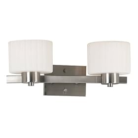 Kenroy Home 80412BS Legacy Two-Light Vanity Light with 6-Inch fluted Glass Shade