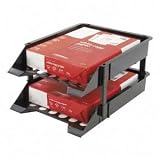 deflect-o 63304 - Super Tray Unbreakable Countertop Tray Set, Two Tier, Plastic, Black-DEF63304