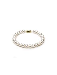 14KT Yellow Gold Beautiful 7.0-7.5mm Round White Freshwater Pearls make up this Stunning Bracelet.