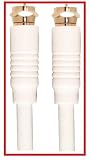PTC Premium GOLD Series RG6 F Type HIGH GRADE QUAD SHIELD Coaxial 18AWG CL2 Rated 75Ohm Cable - 25 ft in Matching WHITE colro