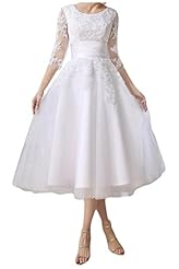 Jeweled Lace Satin Tea Length Natural   Waistline Bandage Dress 