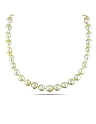 14k Yellow Gold South Sea Pearl Strand and Diamond Necklace (0.06 Cttw, G-H Color, I1-I2 Clarity) (18")
