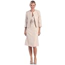 Beige With Gold Foil Mother Of Bride Dress Jacket Included
