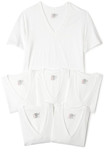 Hanes Classics Men's Classics 6-Pack V-Neck T-Shirt Value Pack,6-Pack White,Large