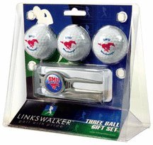 Southern Methodist Mustangs 3 Ball Golf Gift Pack With Kool Tool