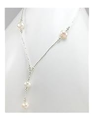 Peach (Natural) Fresh Water Pearls Necklace In 92.5 Sterling Silver