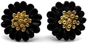 1Pair Retro Fashion Women Lady's Big Daisy Flower Plated Earring Ear Stud Black