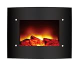 1200w Wall Mountable Electric Fireplace with Curved Glass Screen