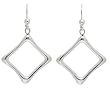 Sterling Silver Sculpted Open Square Dangle Earrings