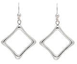 Sterling Silver Sculpted Open Square Dangle Earrings