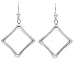 Sterling Silver Sculpted Open Square Dangle Earrings