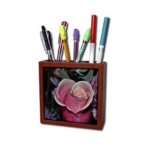 WhiteOak Photography Rose Prints - Rose with colorful background - Tile Pen Holders-5 inch tile pen holder
