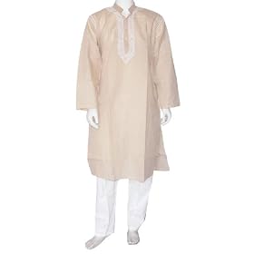 Mens Yoga Clothing Cotton Embroidered Kurta Pajama Chest :40 (chgkp136)