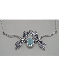 Dancing Dragonflies Sterling Silver Accented with Blue Topaz Made in America