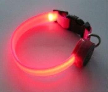 Fashionable Flashing Nylon Dog Collar with Pink LED Lights, Multi-Function, Small
