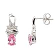 14K White Gold Pink Sapphire and Diamond Earrings