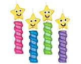 Birthday Cake Candles, Smiley Star Face x 4
