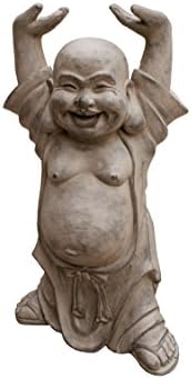 Hi Line Gift Clayfibre Buddha with Hands Up Statue, Small, Sandstone