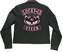 Lucky 13 Doll's VIXEN KITTY Womens Black Lined Chino Jacket