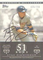 Ryan Zimmerman, Washington Nationals, 2006 Topps Moments and Milestones Autographed Card