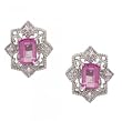 Milgrain 14KT White Gold Stud Earrings Pink Topaz Diamond