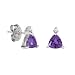 9ct White Gold Ladies Amethyst Trillion/Diamond Earrings