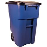 Rubbermaid Commercial Brute HDPE 50 Gallon Rollout Waste Container with Lid, Rectangular, 23.38