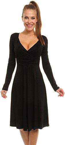 Glamour Empire. Women's Knee Length Long Sleeve Jersey Skater Empire Dress. 890