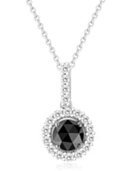 0.80 Cts Black & White Diamond Pendant in Silver