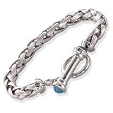 14k White Gold Bracelet with Amethyst & Blue Topaz Toggle Caps- 7.5