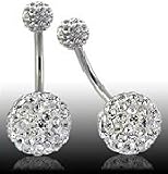 Swarovski crystals belly bar by Avantgarde Jewels © - surgical steel bar - hand made with over 100 swarowski crystals - bling bling!! - top ball size is 6mm, bottom ball is 9mm