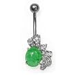 Sterling Silver Belly Ring with Jade/Clear CZ - 14g/5mm ball Sterling Silver Belly Ring with Jade/Clear CZ - 14g/5mm ball